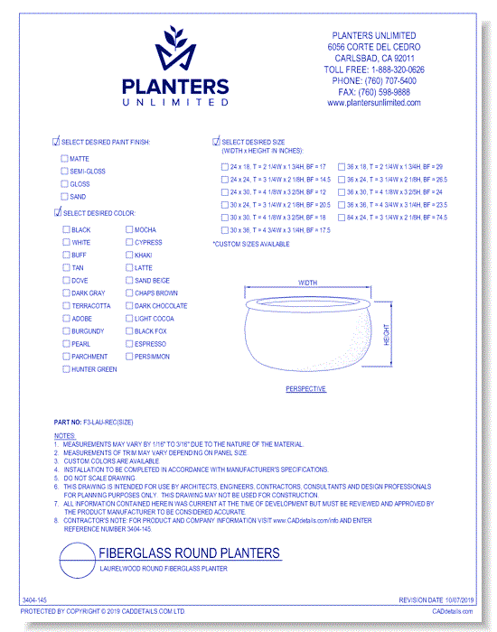 Laurelwood Round Fiberglass Planter