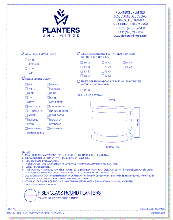 Villagio Round Fiberglass Planter