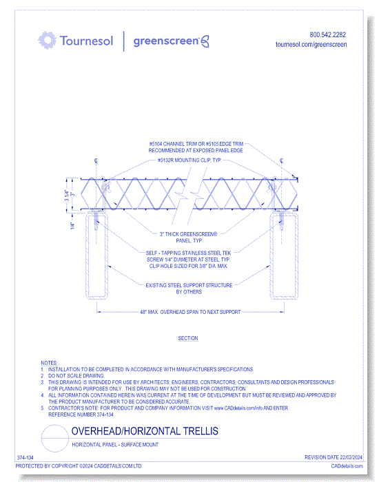 Overhead/Horizontal Trellis: Horizontal Panel - Surface Mount