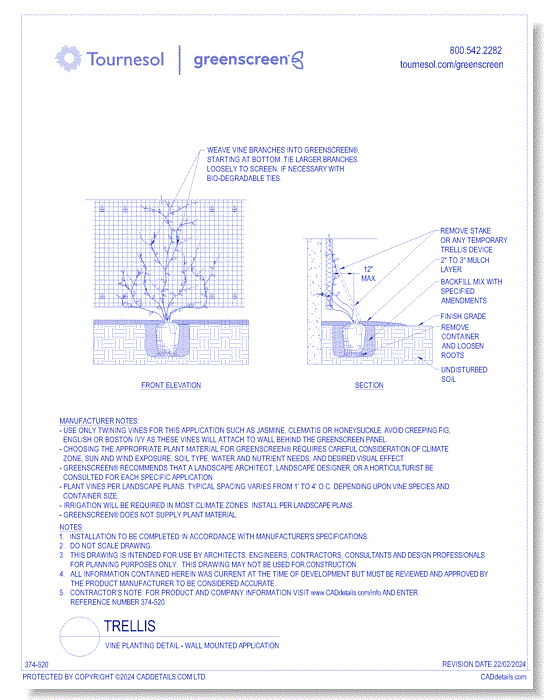 Trellis: Vine Planting Detail - Wall Mounted Application