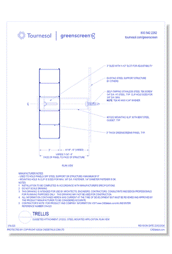 Gussetted Attachment (5132G): Steel Mounted Application, Plan View 