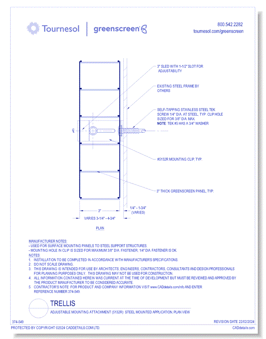 Adjustable Mounting Attachment (5132R): Steel Mounted Application, Plan View