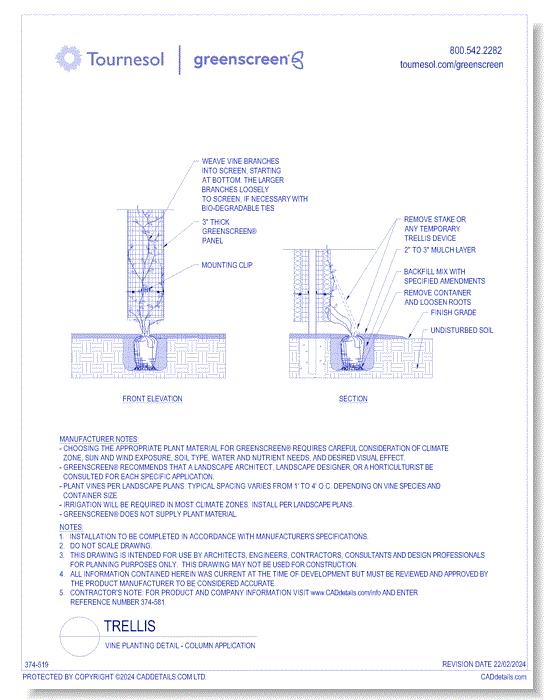 Trellis: Vine Planting Detail - Column Application