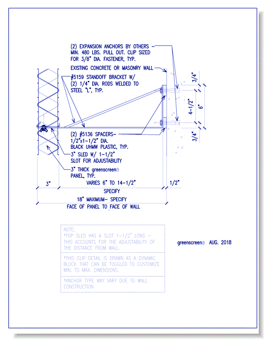 Standoff Attachment (5159): Wall Mounted Application, Section View