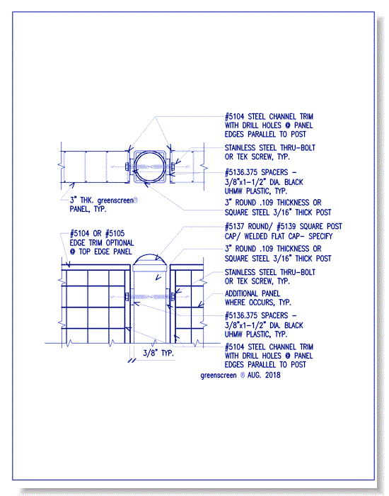 Trellis Trim Connection (5104): Post Mounted Application, Plan View