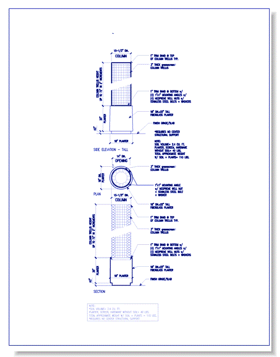 Standard Column Trellis: Circular Planter Application