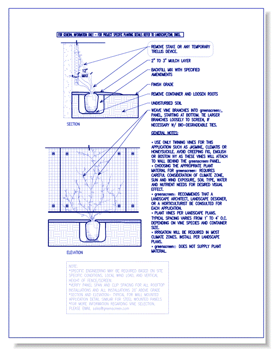 Trellis: Vine Planting Detail - Wall Mounted Application