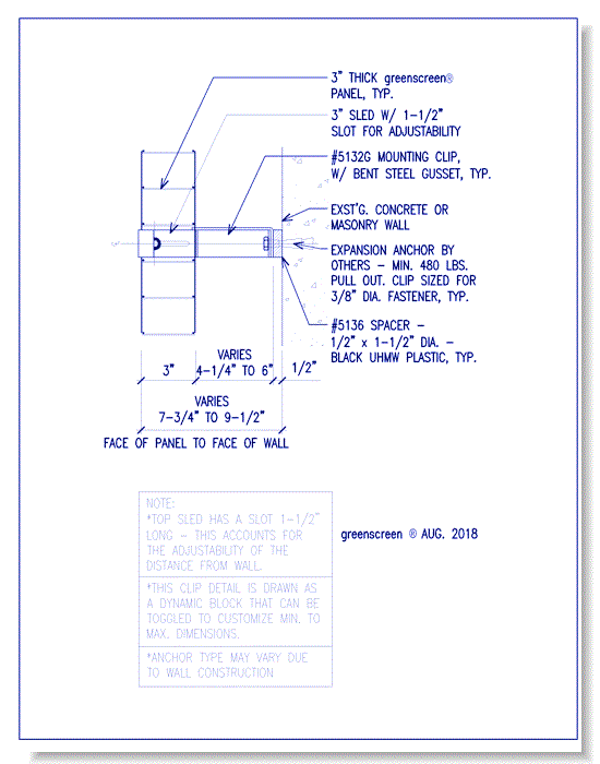 Gussetted Attachment (5132G): Wall Mounted Application, Plan View
