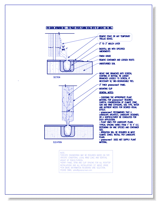 Trellis: Vine Planting Detail - Column Application