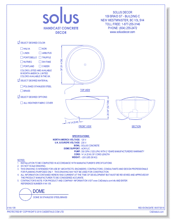 Dome 36 - Stainless Steel/Brass