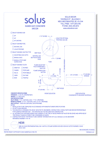 Hemi 48 Liquid Propane/Natural Gas - Match Lit(Flame Supervision Device/High Output Burner) 108,000 BTU/31.65W