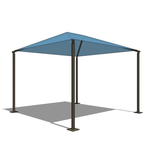 12' x 12' Square Shade with 8' Height, Glide Elbow™, and In-Ground Mount