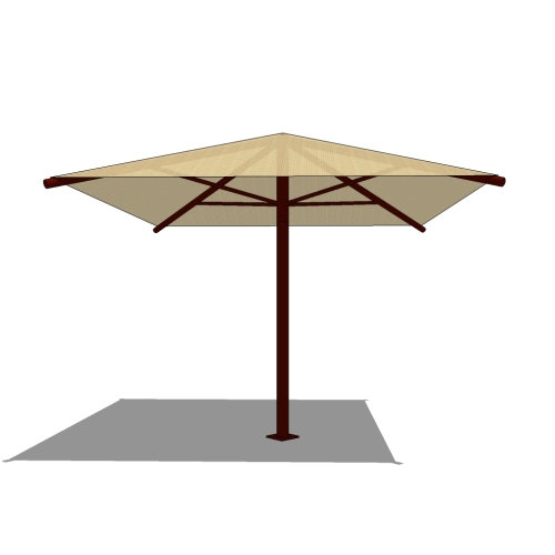 12' x 12' Square Umbrella with 8' Height, Glide Elbow™, and In-Ground Mount
