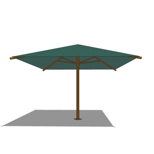 14' x 14' Square Umbrella with 8' Height, Glide Elbow™, and In-Ground Mount