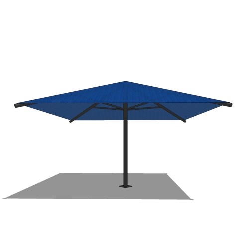 16' x 16' Square Umbrella with 8' Height, Glide Elbow™, and In-Ground Mount