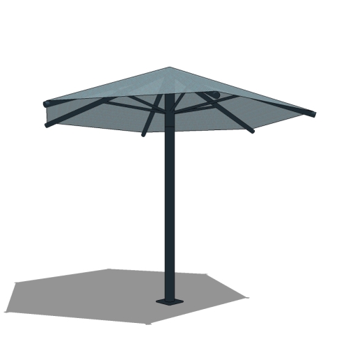 12' Hexagon Umbrella with 8' Height, Glide Elbow™, and In-Ground Mount