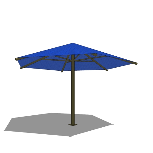 16' Hexagon Umbrella with 8' Height, Glide Elbow™, and In-Ground Mount