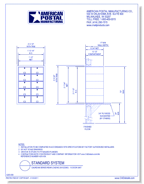 Gaurdian Series Rear Loading (N1023580) - 10 Door Unit