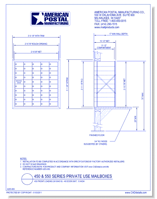 1450 Front Loading (N1004516) - 49 Door Unit, 10 High