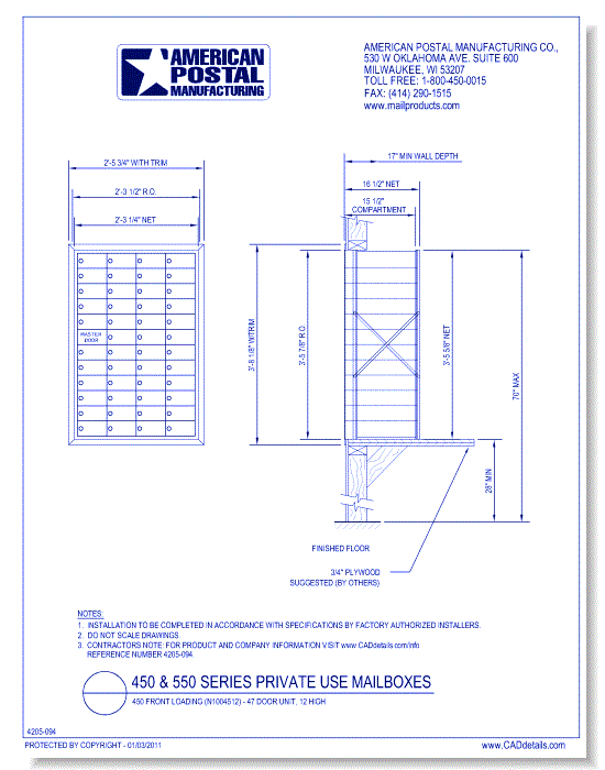 1450 Front Loading (N1004512) - 47 Door Unit, 12 High