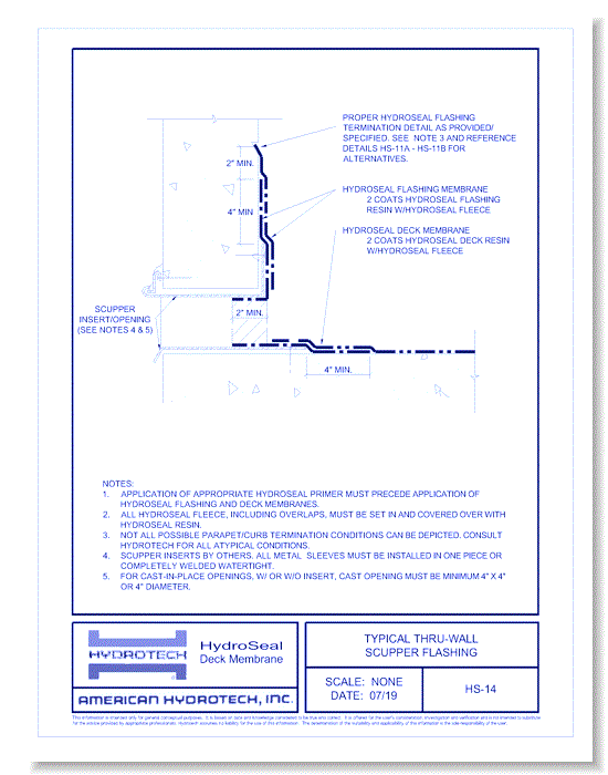 HydroSeal: Typical Thru-Wall Scupper Flashing ( HS-14 )