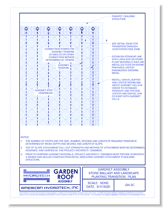 Garden Roof Assembly - GardNet: GardNet Assembly – Stone Ballast and Landscape Planting Transition - Plan ( GN-3C )