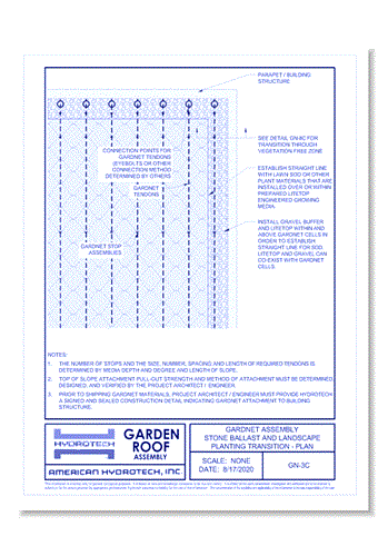Garden Roof Assembly - GardNet: GardNet Assembly – Stone Ballast and Landscape Planting Transition - Plan ( GN-3C )