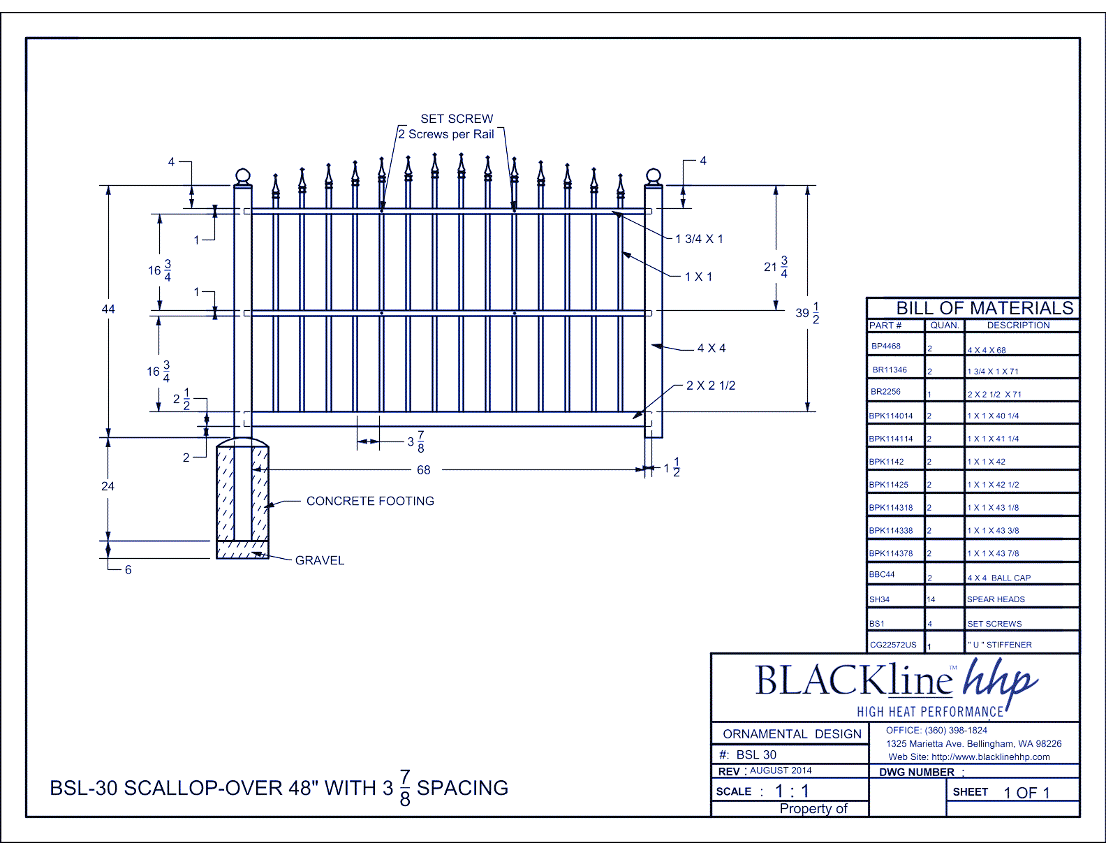 BSL-30: Scallop-Over 48" with 3 7/8” Spacing