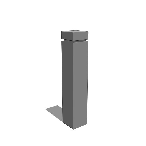 BOC10S 10x10x48: 10" Square x 48" High Concrete Bollard with 1/2" Pyramid Peak Top, 1 Reveal