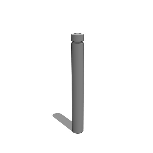 BOC6R 6x48: 6" Round x 48" High Concrete Bollard with 3/4 Inch Dome Top, 1 Reveal