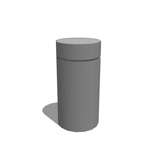 BOC24R 24x48: 24" Round x 48" High Concrete Bollard with 1/2 Inch Dome Top, 1 Reveal