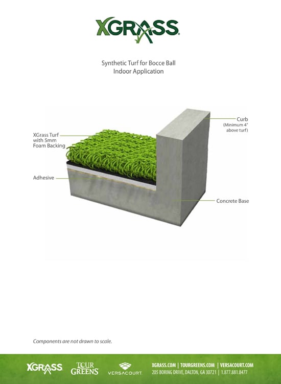 XGrass® Synthetic Turf  for Bocce over 5mm Foam