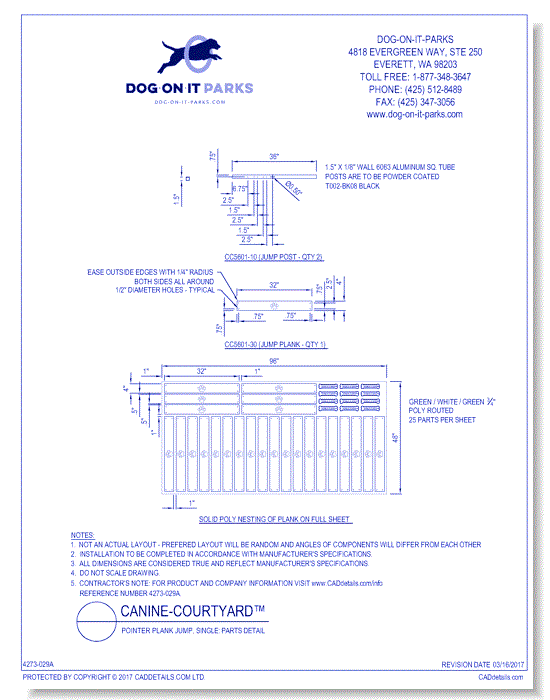 Pointer Plank Jump, Single: Parts Detail