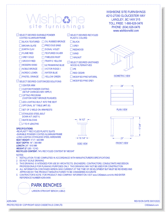 Larson Straight Bench ( LSB-2 )