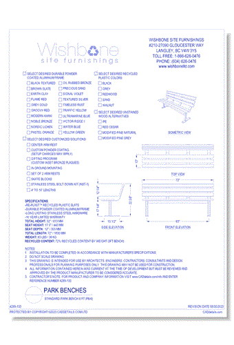 Standard Bench w/ Armrests Frame ( PB-6 )