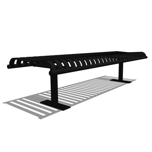 Model CV1-1120: CityView Backless Bench - Vertical Strap, Six Foot Length, No Ends, Surface Mount
