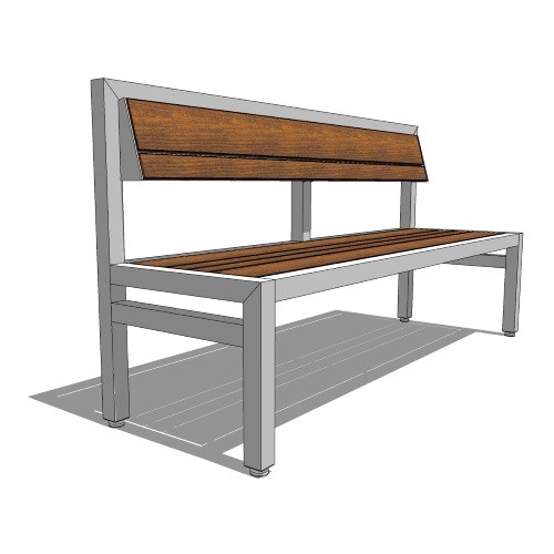 Skyline Armless Bench With Tropical Wood Slats (PS-1020-AL-WD3-WD3-72)