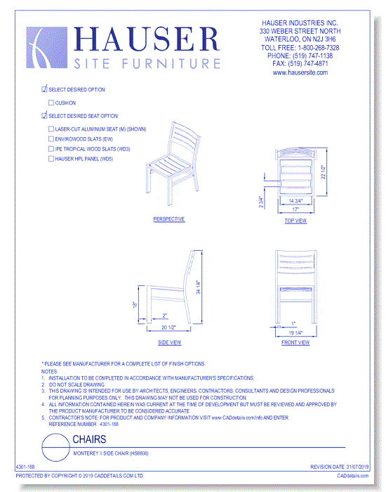 Monterey ll Side Chair (HS6608)