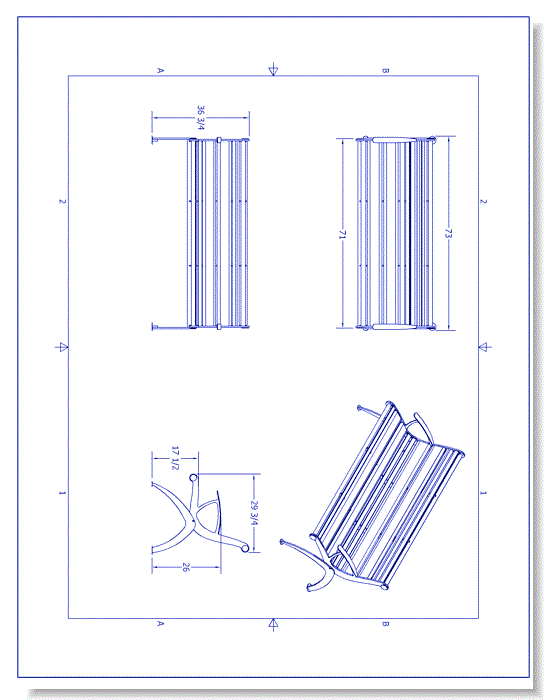 Boomerang Bench With Arms (PS-2053-14-ALW)