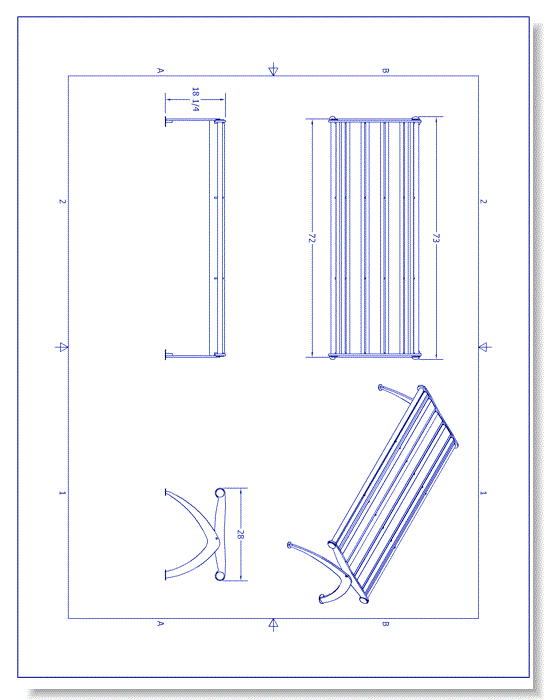 Boomerang Backless Bench (PS-2054-16-AL-WD3)