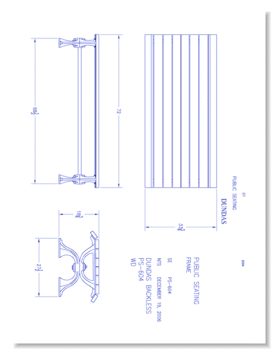 Dundas Backless Bench (PS-604-AL-WD3)