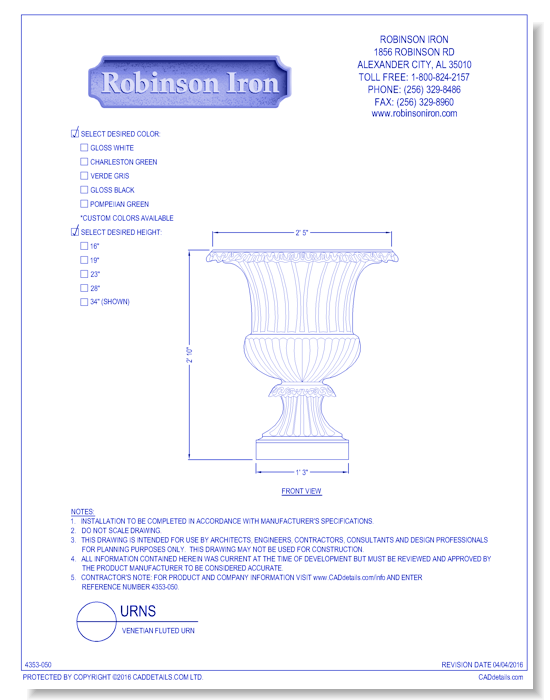 Venetian Fluted Urn