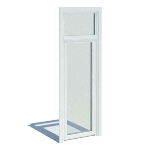 Series 7000 Doors: Standard Nail On - Inswing with Standard Hardware, Low Sill with Transom and 4" Kick Plate