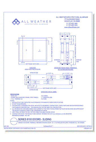 Series 8100 Doors: Thermally Broken Stacking Door - OX - 3" UltraGlide Rollers, Standard Sill, No Screen