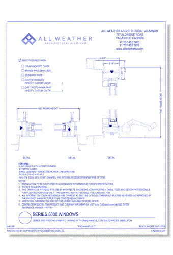 Series 5000 Windows: Panning - Awning with Crank Handle, Concealed Hinges, Jamb Latch