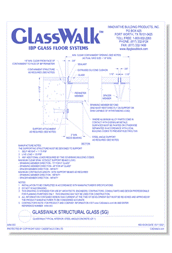 GlassWalk Typical Interior: Steel Angle/Concrete (GF-1)