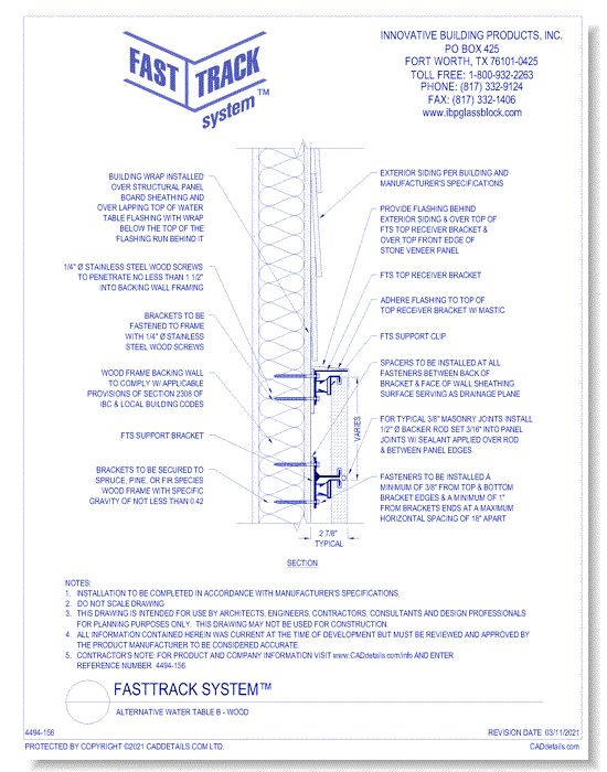 FastTrack System™: Alternative Water Table B - Wood