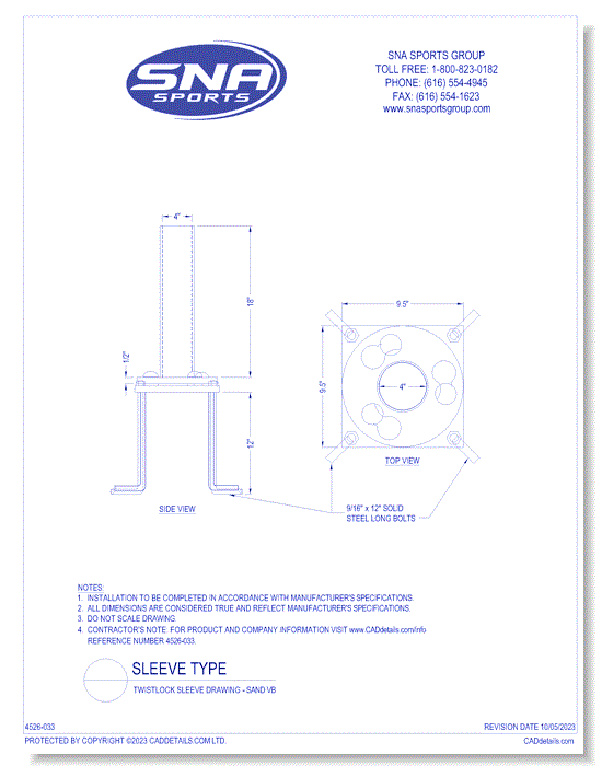 Twistlock Sleeve Drawing - Sand VB