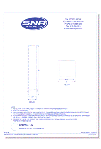 Badminton Floor Sleeve -SNABM62106