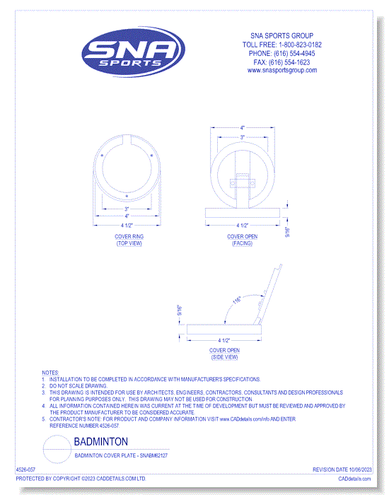 Badminton Cover Plate - SNABM62127